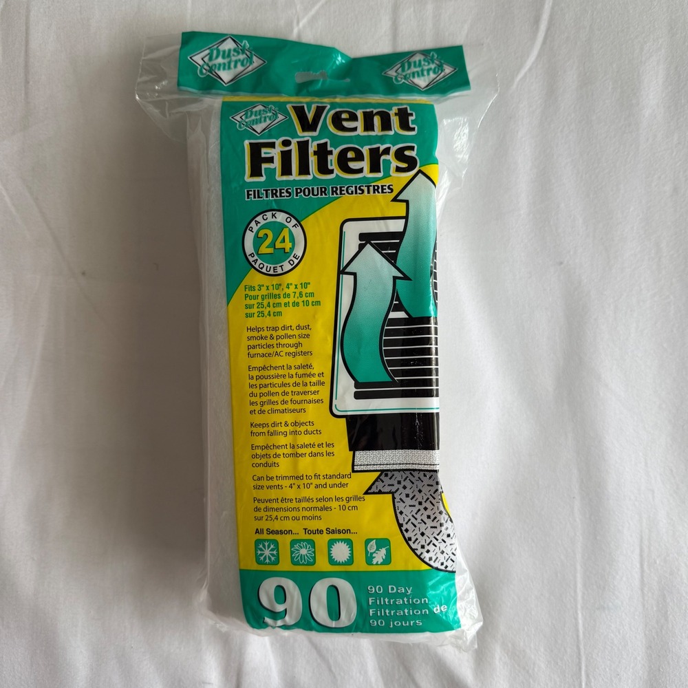 Dust Control Vent Filters Pack of 24 Trimmable AC Furnace Register Filters White